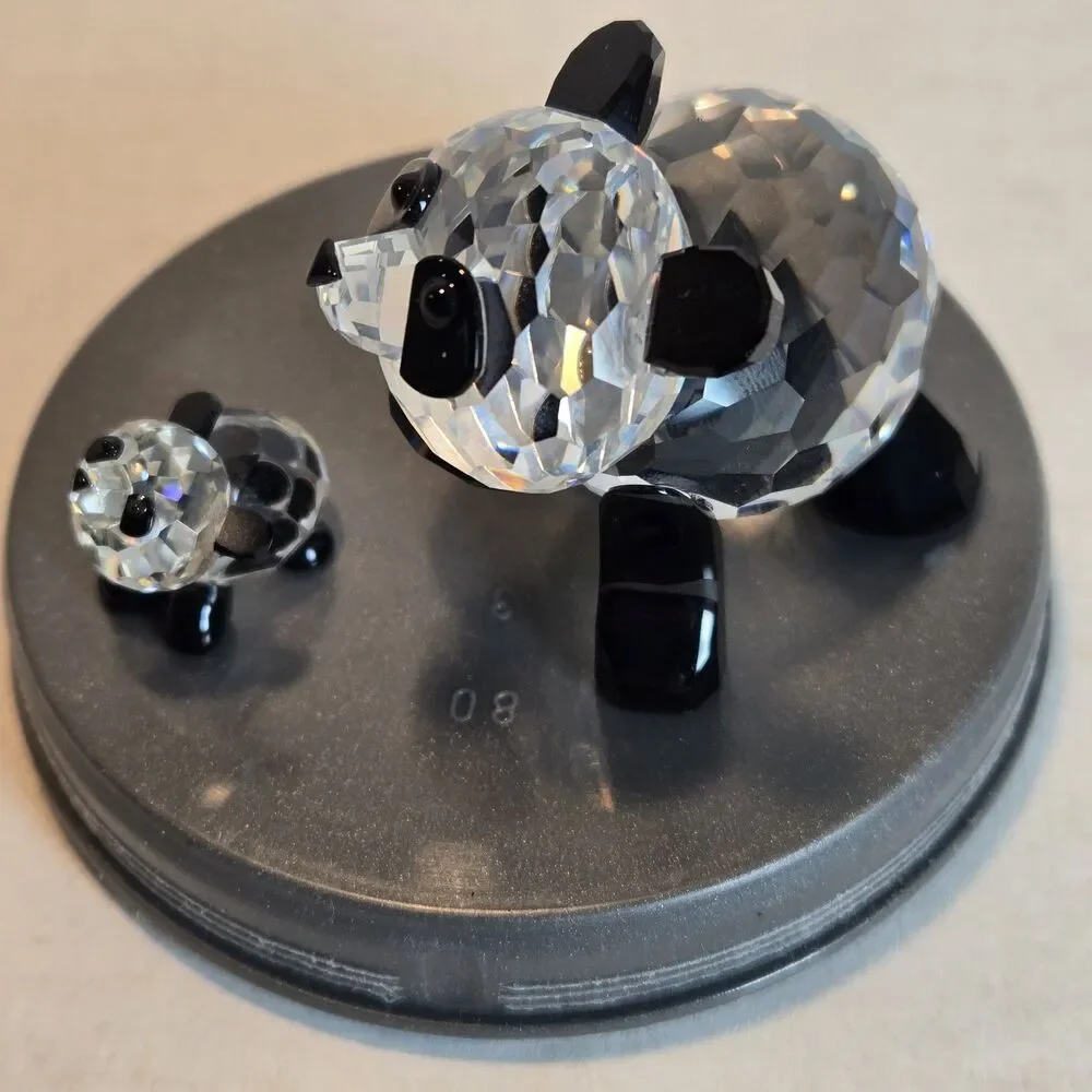Swarovski Crystal Mother and Baby Panda Bear Set 7611 Retired Box & COA MINT - Picture 4 of 8